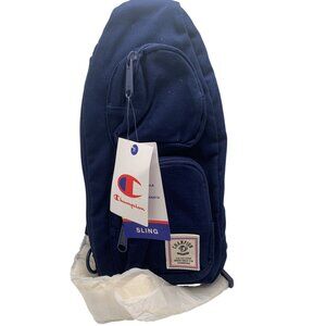 Champion Navy Blue Canvas Sling Backpack With Adjustable Straps & Multiple Pocke